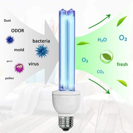 BAIMNOCM 2 Pack UV Light Bulb with Ozone 25 Watt, UVC Bulb 185nm/254nm Dual Wavelength for Whole Room (Up to 400 Sq.Ft), E26 Base