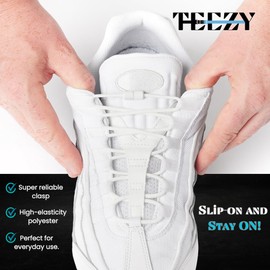 TEEZY No Tie Shoe Laces for Trainers | Premium Elastic Laces & Screw Lock Buckle | Round Shoelaces For Adult & Kids | Elastic Shoelaces Black White Colourful | ROUNDS (Plain White)