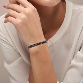 GAVU Layering Bracelet with 3mm Faceted Gemstone Beads for Women Ladies, Stone, Black Tourmaline