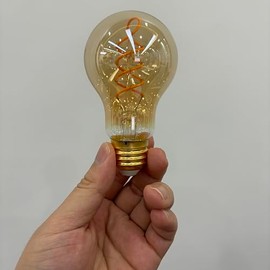 Decoaui A19 E26 Base Vintage Edison LED Light Bulbs, Spiral Filaments, Amber Glass, 4W(40 Watt Equiv.),300 lumens 2200K, Dimmable, 3 Pack