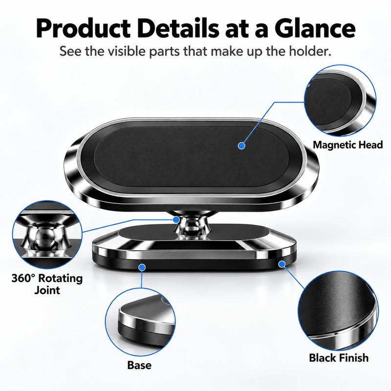 Magnetic Car Phone Holder for Driving – Compact Magnet Mount