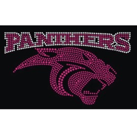 Unbranded PANTHERS CRYSTAL & HOT PINK RHINESTONE IRON ON TRANSFER  Size 7”x4”