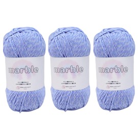 Sumire Craft Shop Marble Cotton Acrylic Blend Yarn, Wool Yarn, 1 ball approximately 3.4-3.5 oz (95-100g), 557 ft (170m), Set of 3 balls of same color, Knitting, Motif knitting (06. Sky Blue)