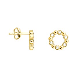 SOFIA MILANI - Women's Earrings 925 Silver - Gold Plated & with Zirconia Stones - Circle Stud Earring - E2536