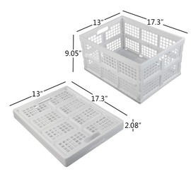 Asking 30 L Plastic Collapsible Storage Basket Folding Crate, Set of 3, White