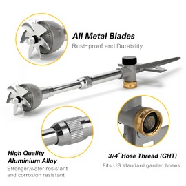 EC.TEAK Lawn Sprinkler for Yard, 100% Metal Water Sprinkler with Heavy Duty Spike Base, 360 Degree Watering for Lawn, Garden Sprinkler