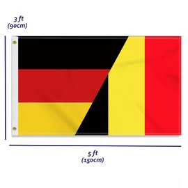 Large 90 x 150 cm Germany Belgium Flag, Large 150D German Belgian Friendship Banner, Durable Germany Flag, Doube Side Print, Decor, Brass Eyelets, Large Belgium