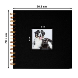 Scrapbook Linen Photo Album Memory Book 20.5 x 20.5 cm with Hard Cover White Pages Guest Baby Book for Wedding Travel Christmas (20 Sheets / 40 Pages, Black)