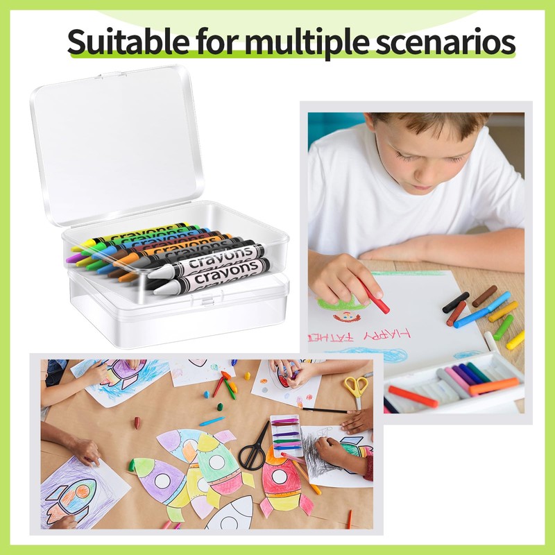 BeapTcely 30 Pcs Plastic Crayon Box with Hinged Lid Clear