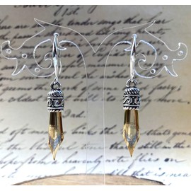 Pen Nib Earrings in Gold colour in gift Velvet Pouch with no allergic Sterling Silver 925 Ear Wire Closure (Gold)