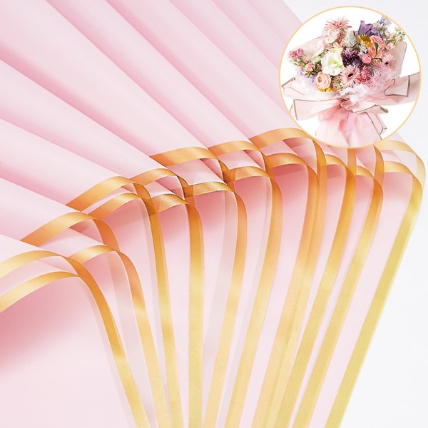 Whaline 20 Sheet Floral Wrapping Paper-Not Roll Pink Waterproof Flowers