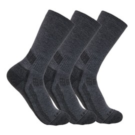 Carhartt Men's Force Performance Work Socks 3 Pair Pack, Charcoal, Large