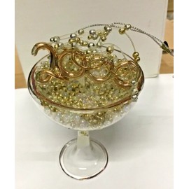 Silvestri crystal keepsake ornament glass Millenial 4” x 2x champagne glass 2000