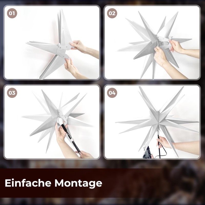 OVILUM 3D Star 57cm (White) with Ground Spike