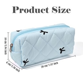 BAYTORY Floral Pencil Case, Cosmetic Bag with Smooth Zipper, Flower Pencil Pouch, Small Floral Design, Soft Multifunctional Pencil Bag, Aesthetic Stationery Organizer, for Women and Girls (Blue)