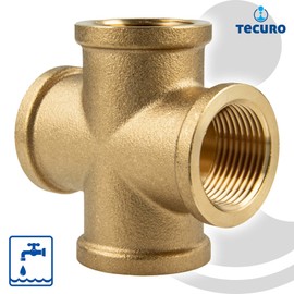 tecuro Cross piece on all sides internal thread Rp 3/4 inch, blank brass CW617N