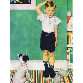 ART.COM Wall Giclee Print He’s Going to Be Taller Than Dad (or Boy Measuring Himself on Wall) by Norman Rockwell, 12" x 16"