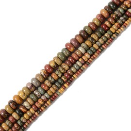 JM Design Red Creek Jasper Smooth Polished Rondelle Loose Gemstone Beads Size 4x6mm Approx 15 inch Strand for Jewelry Making, Arts and Craft