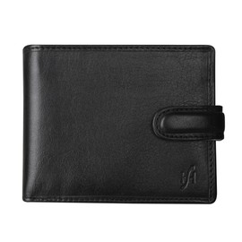 STARHIDE Mens RFID Blocking VT Leather Wallet Credit Card and Coin Holder 825 (Black)