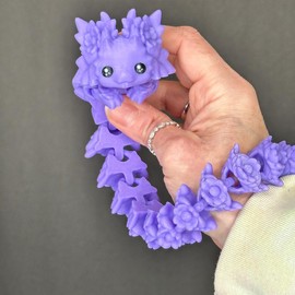 3D Printed Articulated Axolotl Dragon Figurine - Color: Matte Lavender, Size: Large - 17.5 inches NO EGG