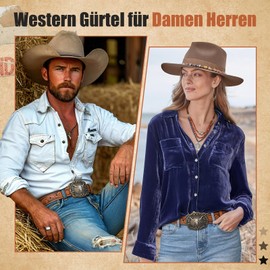 SANSTHS Cowboy Belt Men Women Floral Embossing Longhorn Western Leather Buckle Belt for Jeans Cowgirl Outfit, Langhorn Brown