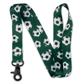 Limeloot Sports Lanyards for Keys, Whistle, ID Badges, and Accessories - Includes Premium Black Metal Hook, Soccer, 19.5 Inch Lanyard