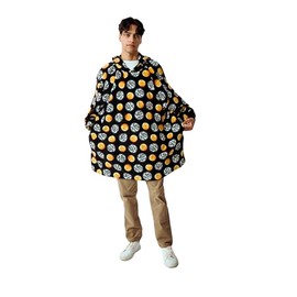 Dragon Ball Z Kanji & Dragon Balls Adult Black Hooded Blanket OSFA
