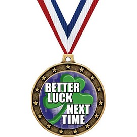 Crown Awards Gold Better Luck Next Time Medals - 2.5" Gag Loser Last Place Award Medal 5 Pack