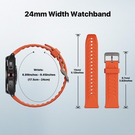 Ticwatch Pro 5 Smartwatch Band Replacement 24mm Width Silicone Watch Strap Quick Release Genuine Watch Band Only for Pro 5 Watch, Bonfire Orange