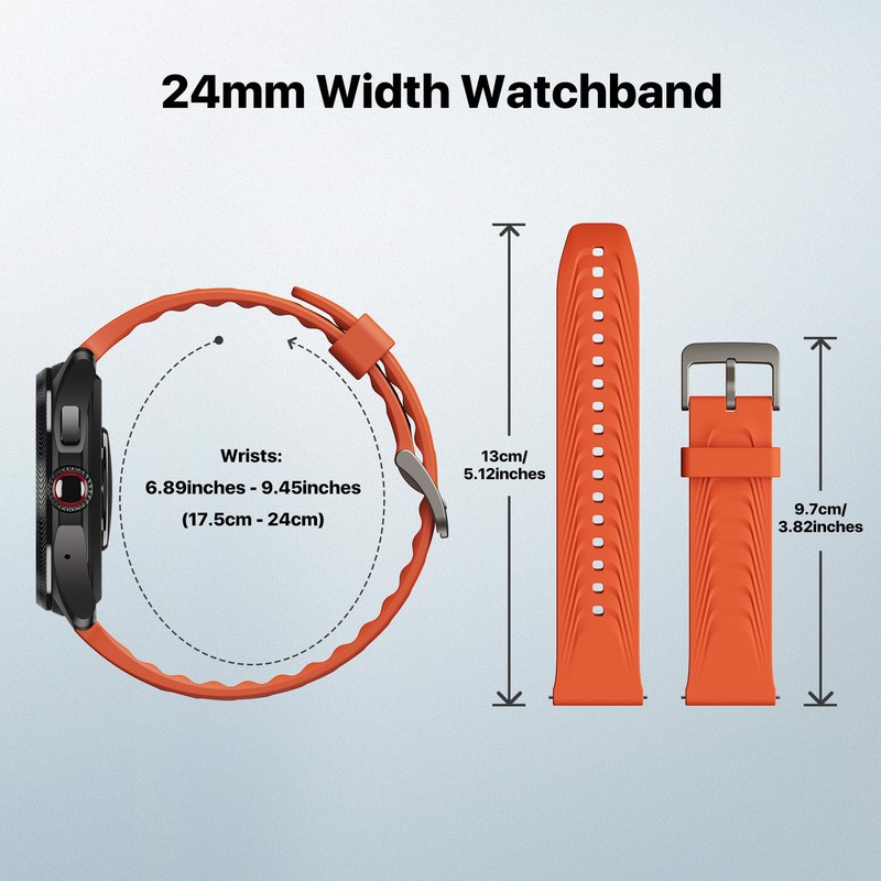 Ticwatch Pro 5 Smartwatch Band Replacement 24mm Width Silicone Watch