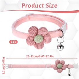 Adjustable Safety Kitty Collars, Breakaway Cat Collars with Bells for Cats Pink Collar for Cats Pink Cat Collar with Bell Cat Collar with Flower Cute Cat Collars for Girl Cat Puppy and Small Pets
