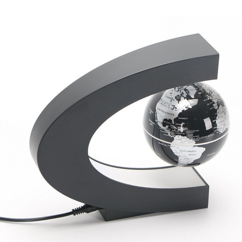 Magnetic Levitation Globe C Shaped 3 Inch Black Frosted LED