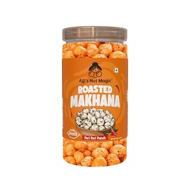 Ajji's Nut Magic Roasted Makhana Peri Peri Punch | Flavored Healthy & Crunchy Snacks | Puffed Kernels Fresh Fox Nuts, Ready to Eat | Roasted Flavored Makhana Mix lotus seeds | Savory Snack, Crunchy & Flavorful (Pack of 1)