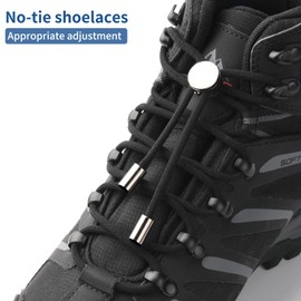 CCSOFTIME Black No Tie Round Elastic Laces for Boots Trainers Adult and Kids,3mm Stretchy Boots Laces for Running Sport Walking Boots,Tieless Bungee Shoelaces,Black-120cm-1Pair