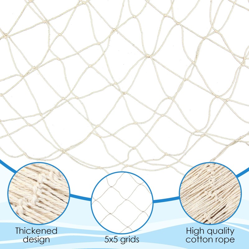 PercyEffie 6Pieces Natural fish net decorations fish nets scallop beach