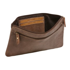 LEAS Banktasche & Geldtasche im Vintage-Style Echt-Leder, braun Special-Edition