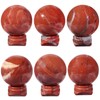 Nupuyai Red Jasper Crystal Ball Stone with Stand for Reiki