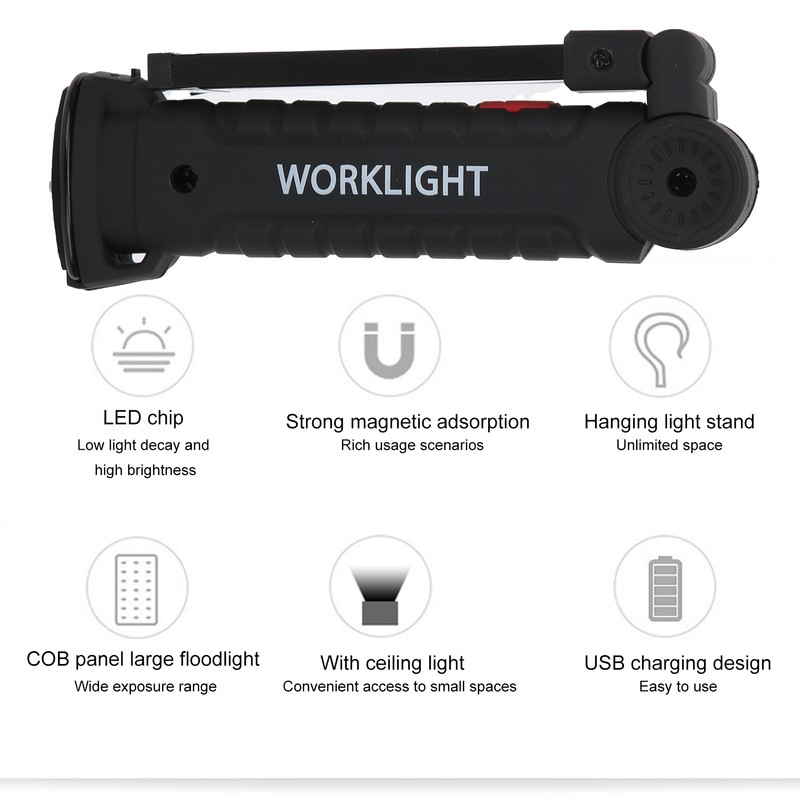 Magnetic Foldable Lamp COB+LED White Work Maintenance Light Large Emergency