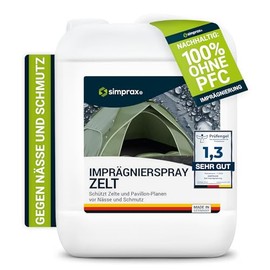 simprax® Tent Waterproofing Spray - Certified Eco-Friendly, UV-Stable & Biodegradable Waterproof Spray | Made in Germany | Waterproofing Spray Enhances Water-Repellency for Tent & Technical Textiles