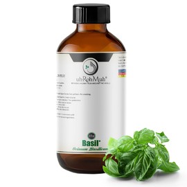 uh*Roh*Muh Pure Basil Essential Oil c.t. Methyl Chavicol - CO2 Extracted | Pure & Unadulterated | Perfect for Massage, Aromatherapy, Hair & Skin Care, Oral Care & Culinary Delight 4 oz