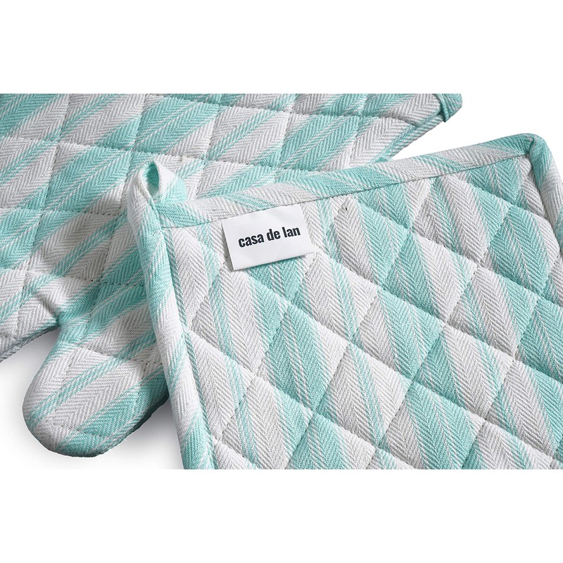 Oven Mitt & Potholder Set - Durable Heat Resistant Gloves