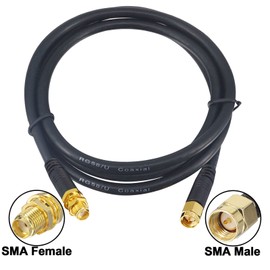 BOOBRIE RG-58/U SMA to SMA Cable 5M WiFi Antenna Cable SMA Female to SMA Male Coaxial Cable Low Loss 50 Ohm Coaxial Cable for WiFi Antenna/Radio/FPV Drone etc.