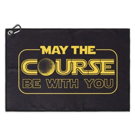 Msticey May The Course Be with You Printed Microfiber Golf Towel with Clip, Great Golf Gifts for Dad Mom Papa Grandpa Golfer, Father's Day Birthday Retirement Gifts, Golf Accessories for Men Women