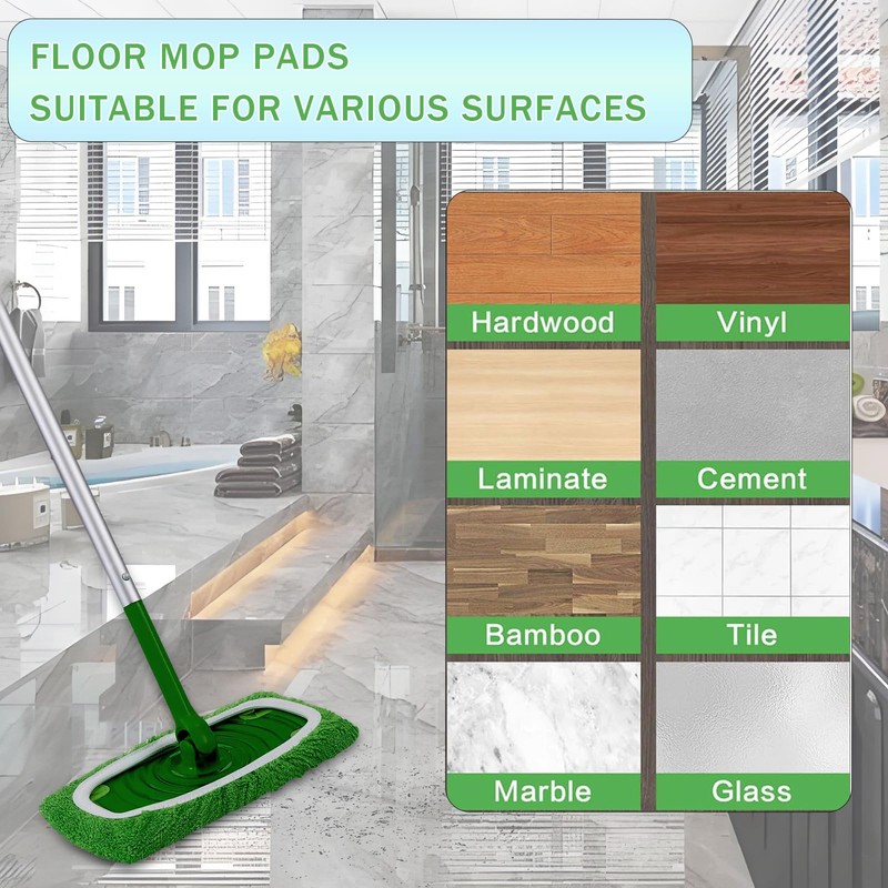 8PCS Microfiber Reusable Mop Pads Compatible with Swiffer Sweeper, Wet