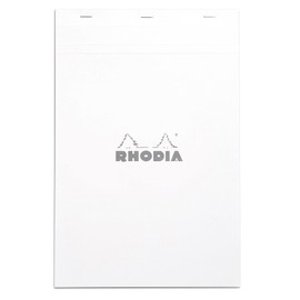Rhodia 19601C Stapled notepad (checkered with border, 80 g, A4, 210 x 318 mm, 80 sheets, microperforated) 1 piece white / silver