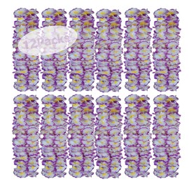 Forellfit Leis para fiesta de Luau, collares hawaianos de 12 abalorio para flores tropicales a granel conjunto de Lei de un solo color, fiesta de cumpleaños, naranja, morado, rosa, blanco, accesorios