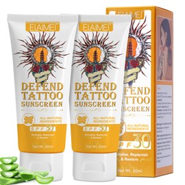 Tattoo Sun Cream, Tattoo Sun Cream for Tattoos - Protection Factor SPF 30+ for tattoo sun protection, Keep the Colors Vivid, UVA/UVB Sun Rays Protection, 60ml*2