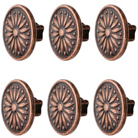 Decoranddecor Torero Round Antique Vintage Cabinet Knob 40mm Diameter Aluminium Alloy (Antique Copper, 6 Pack)