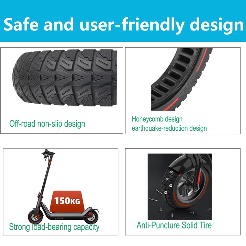 TOCBEUU 9.5x2.5-6.1 Solid Tires for Electric Scooter: Off-Road Replacement Wheels,