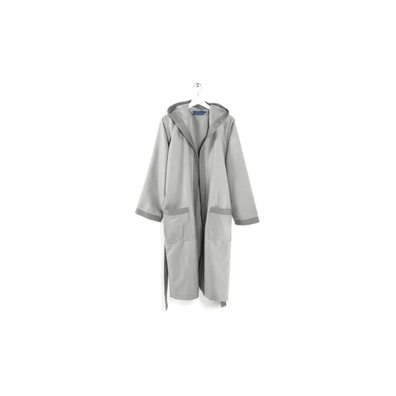 Caleffi Tecno Bicolour Bathrobe with Hood, Microfibre, Silver/Black, L